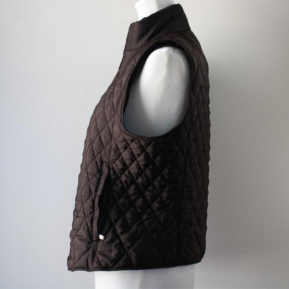 Brown Vintage Y2K Talbots Puffer Zip-Up Vest - Picture 5 of 6